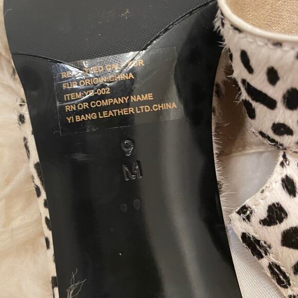 VanEli Size 9 Pony Hair Heels | Spotted Animal Print, Kitten Heel, Y2K Mules - Picture 7 of 11